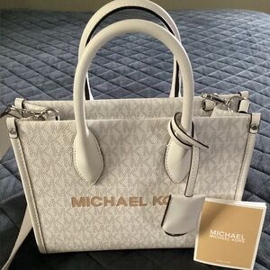 Michael Kors Gray and White Satchel